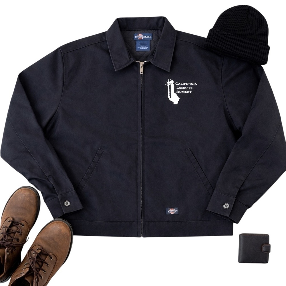 Dickies Quilted Lined Work Jacket Black Calif Bottling Co Logo Insulated 2XL Zip